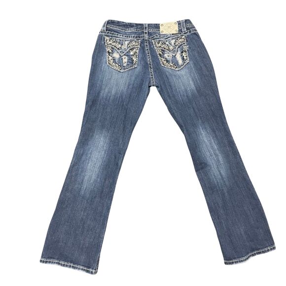 Miss Me Mid‑Rise Bootcut Jeans Women’s 32x31 Medium Wash Embellished Pockets - Picture 2 of 7